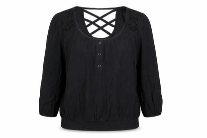 Womens UK Size S MINE Black Basic Blouse