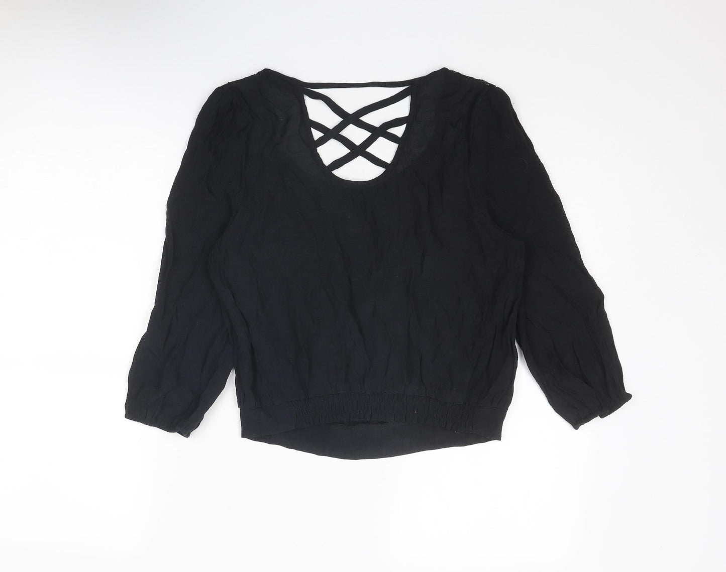 Womens UK Size S MINE Black Basic Blouse