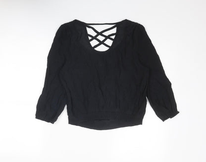 Womens UK Size S MINE Black Basic Blouse