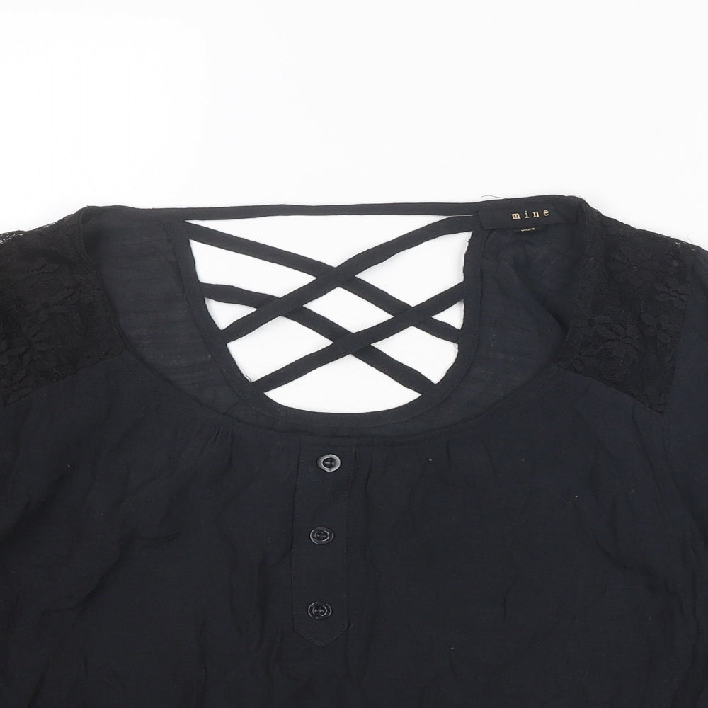 Womens UK Size S MINE Black Basic Blouse