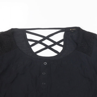 Womens UK Size S MINE Black Basic Blouse