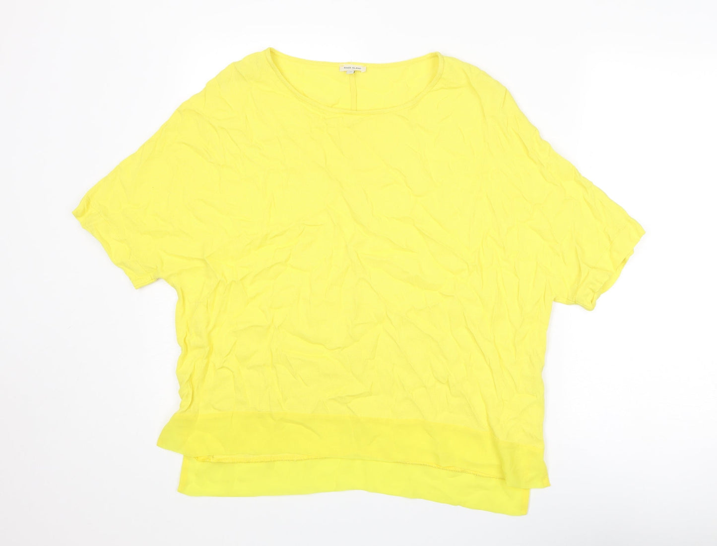 Womens UK Size 12 River Island Yellow Basic T-Shirt