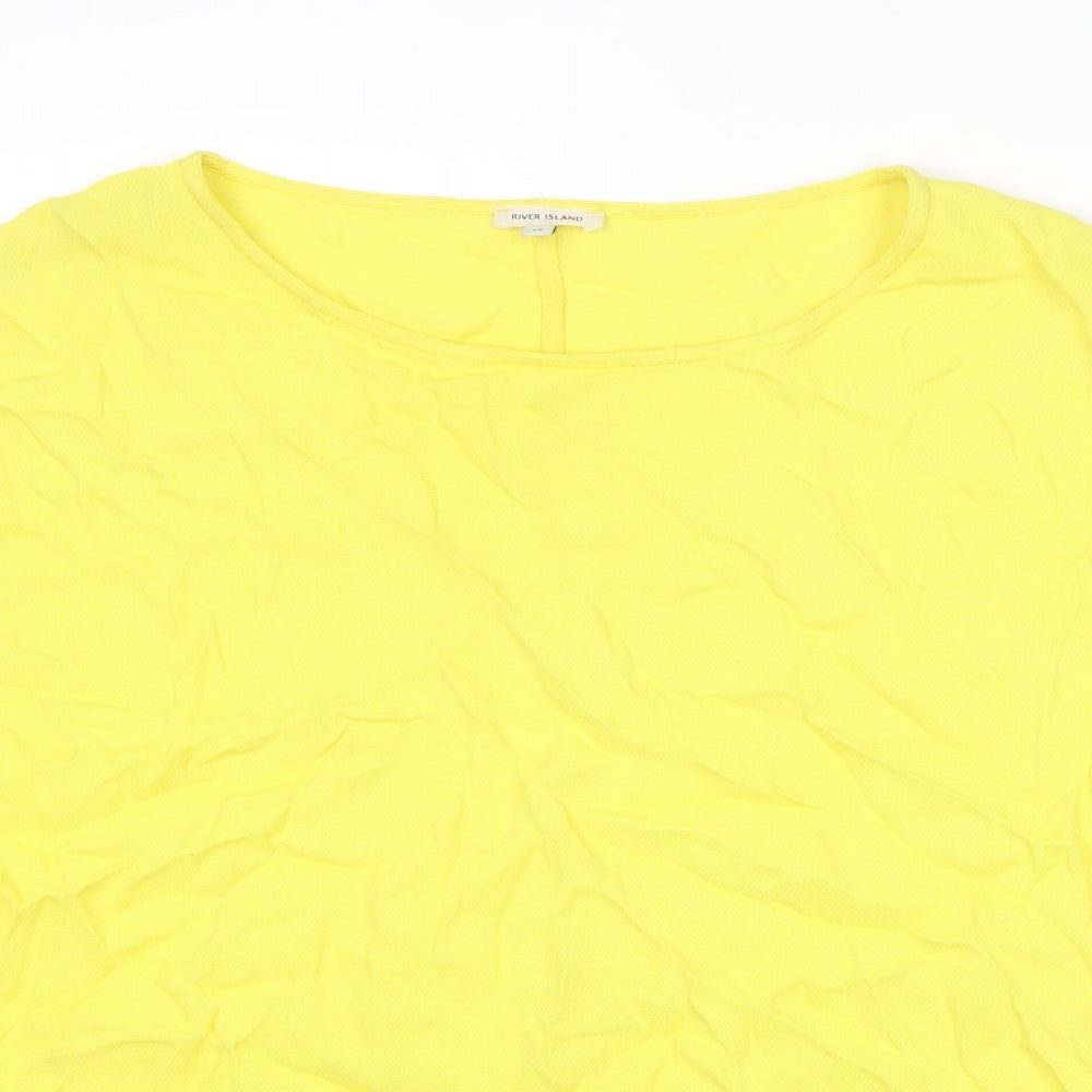 Womens UK Size 12 River Island Yellow Basic T-Shirt
