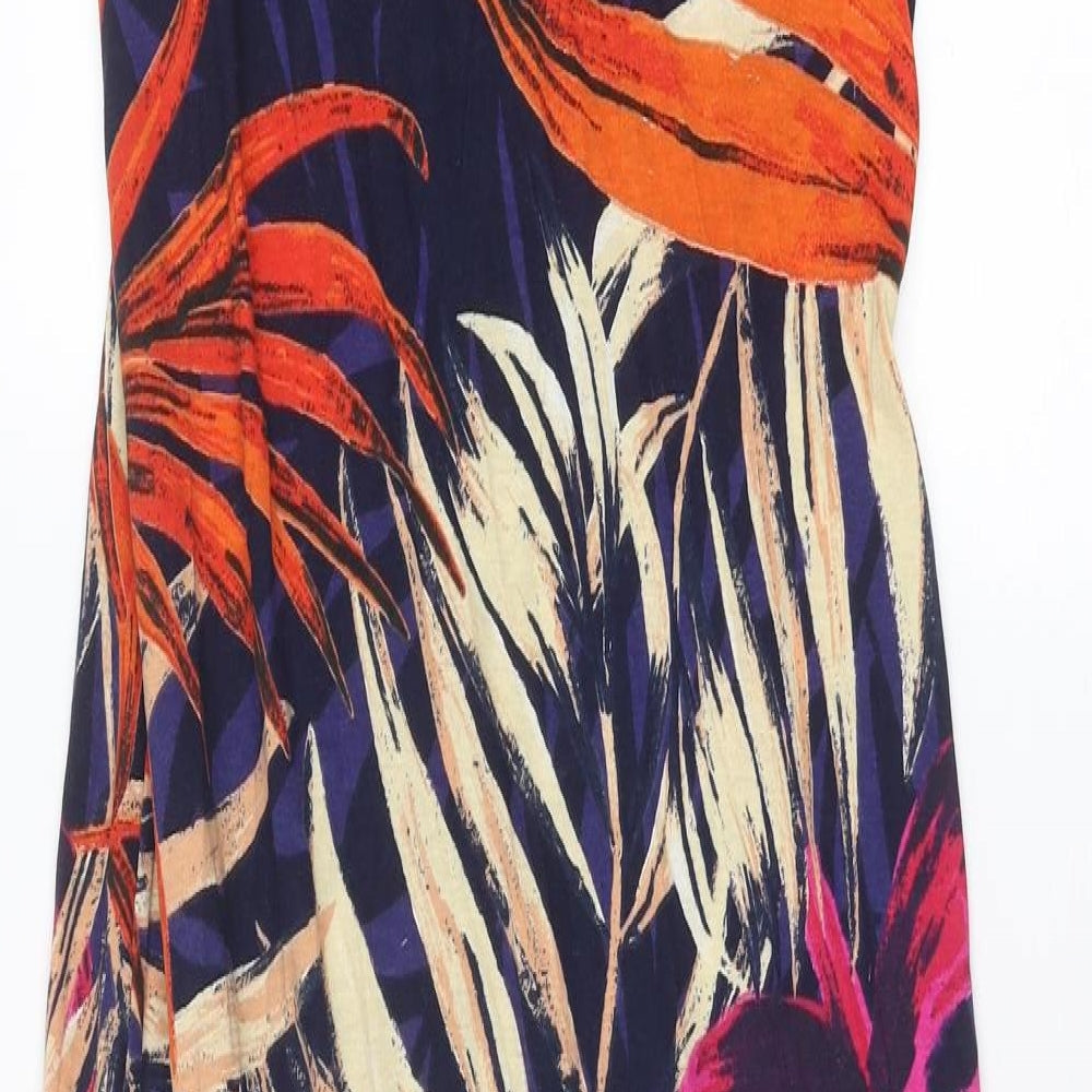 Debenhams Womens Multicoloured Geometric Cotton Maxi Size 8 Round Neck Pullover - Leaf pattern