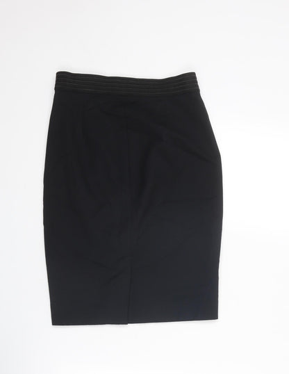 French Connection Womens Black Cotton Straight & Pencil Skirt Size 6 Zip