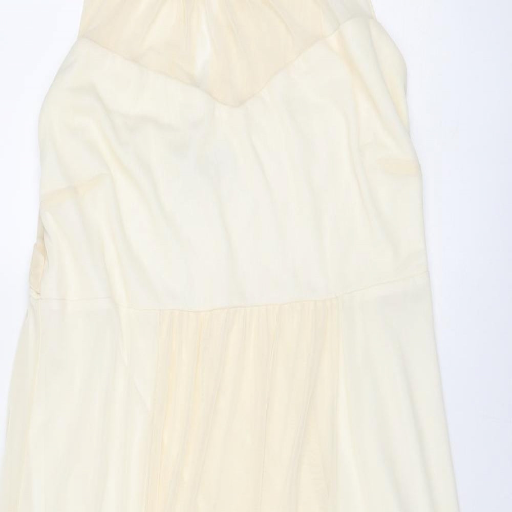 Joanna Hope Womens Ivory Polyester Trapeze & Swing Size 16 Round Neck Button