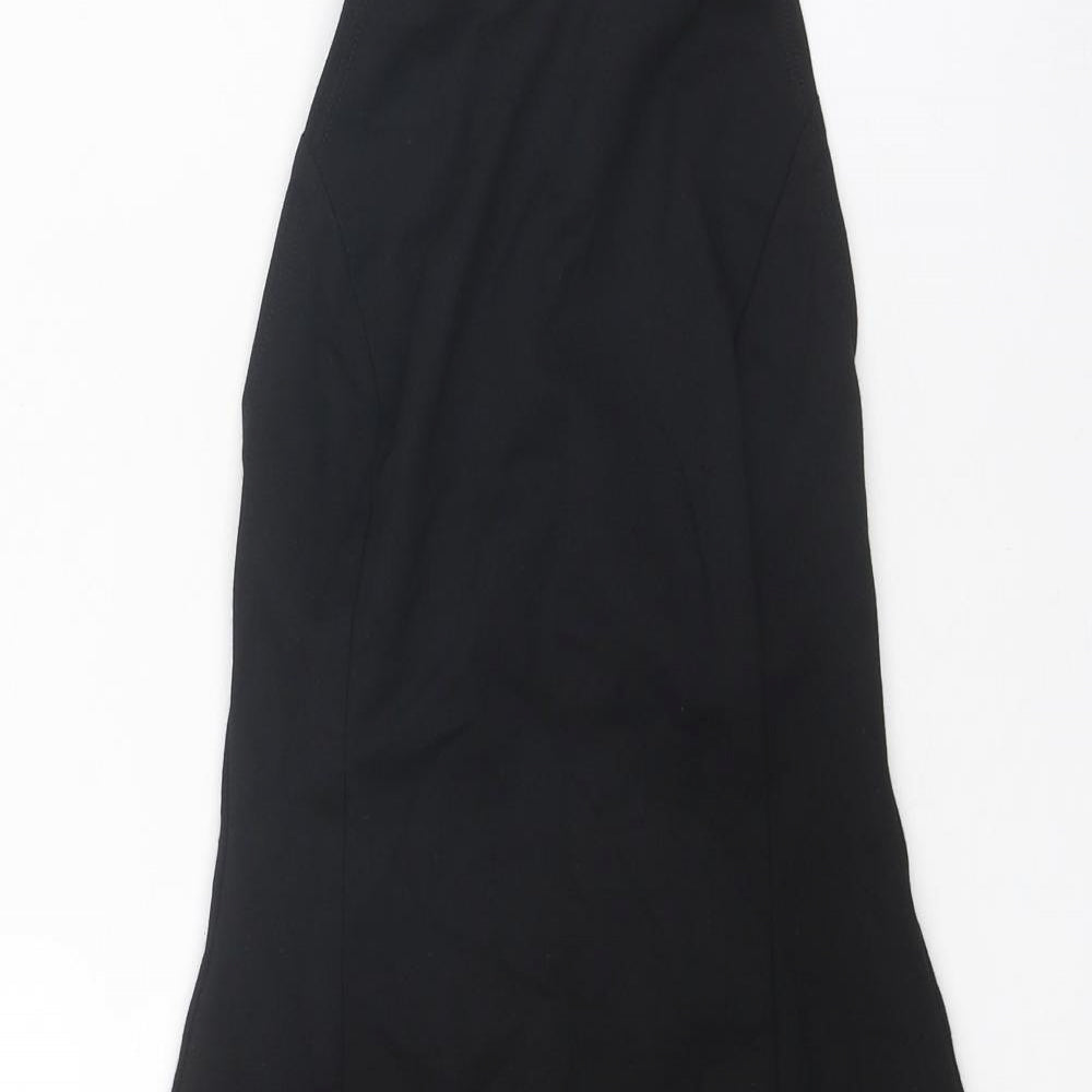 River Island Womens Black Viscose Mini Size 6 Round Neck Tie