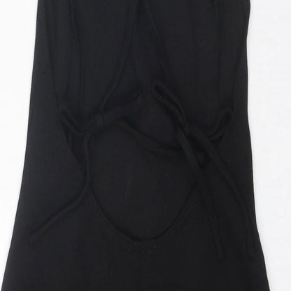 River Island Womens Black Viscose Mini Size 6 Round Neck Tie