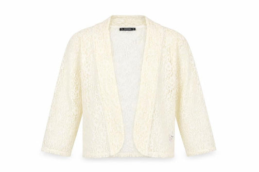 Front view of Dunnes women’s ivory nylon kimono blouse, size UK 14, v-neck