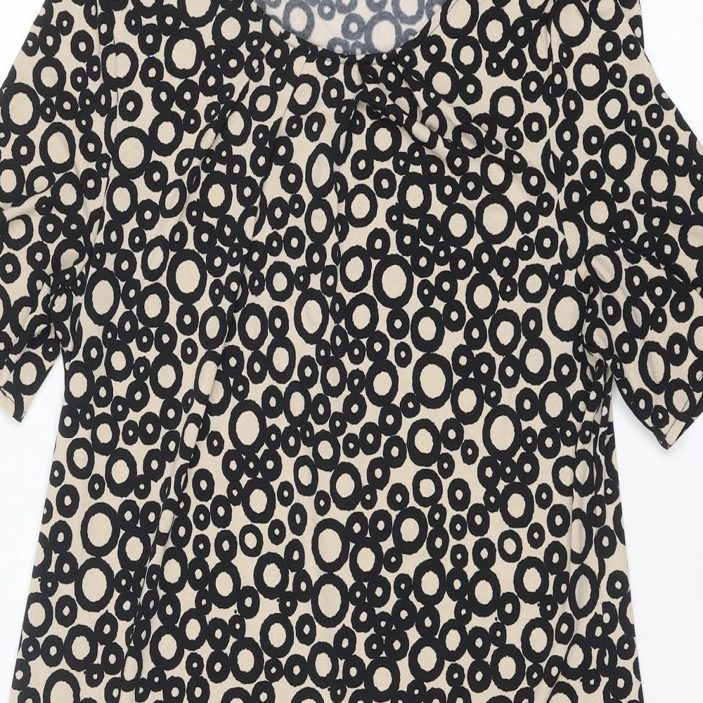 Marks and Spencer Womens Black Geometric Polyester Shift Size 14 Round Neck Pullover