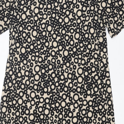 Marks and Spencer Womens Black Geometric Polyester Shift Size 14 Round Neck Pullover