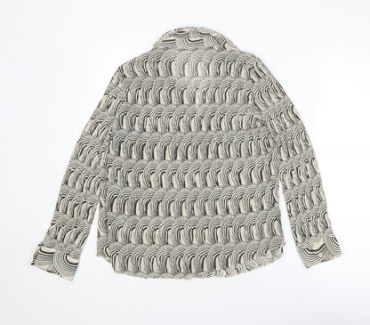 Mia Moda Womens Beige Geometric Polyester Basic Button-Up Size 18 Collared