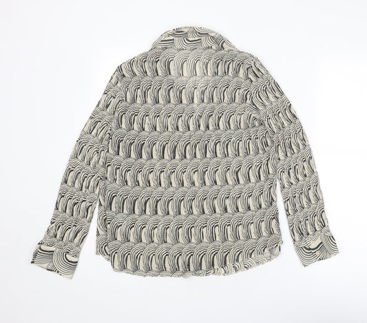 Mia Moda Womens Beige Geometric Polyester Basic Button-Up Size 18 Collared