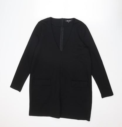 Missguided Womens Black Polyester A-Line Size 12 V-Neck Zip