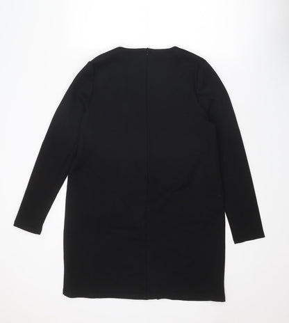 Missguided Womens Black Polyester A-Line Size 12 V-Neck Zip