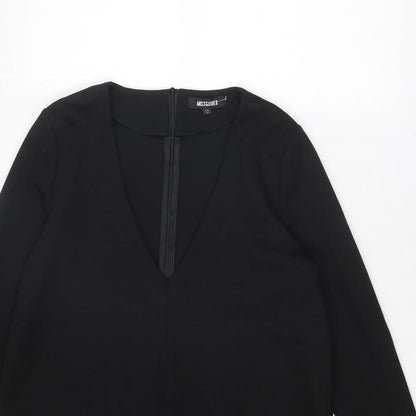 Missguided Womens Black Polyester A-Line Size 12 V-Neck Zip