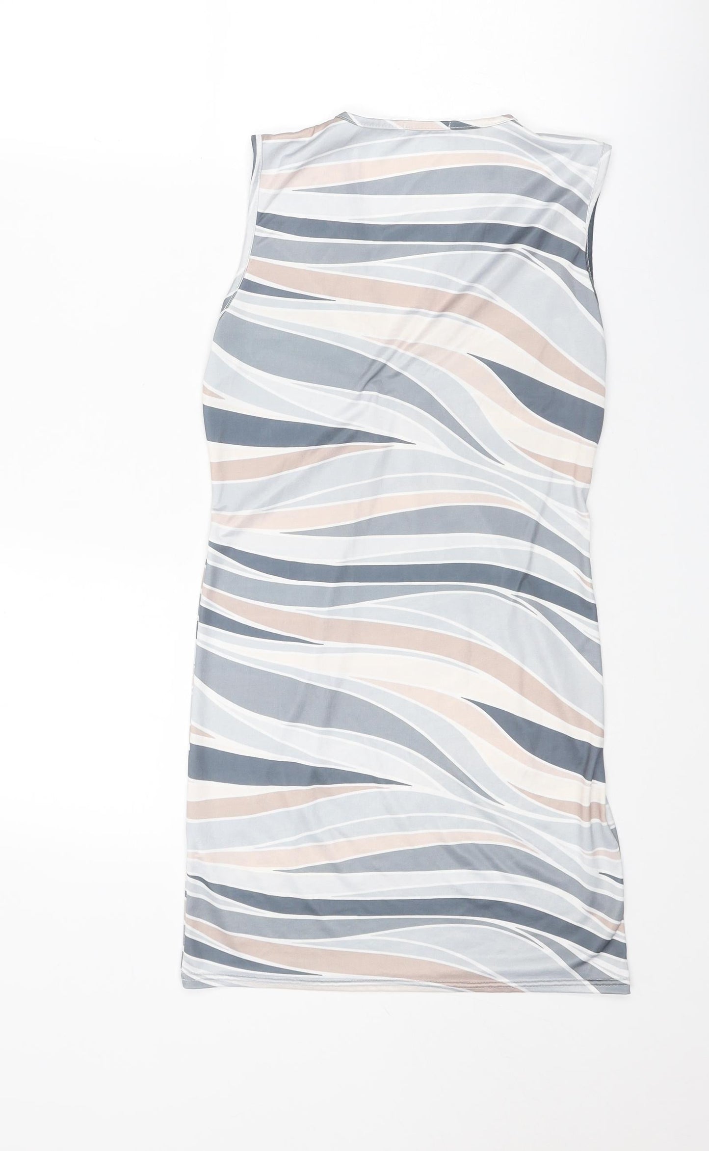 Boohoo Womens Multicoloured Geometric Polyester Mini Size 12 V-Neck Pullover - Ring Detail