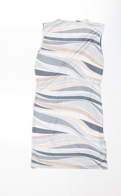 Boohoo Womens Multicoloured Geometric Polyester Mini Size 12 V-Neck Pullover - Ring Detail