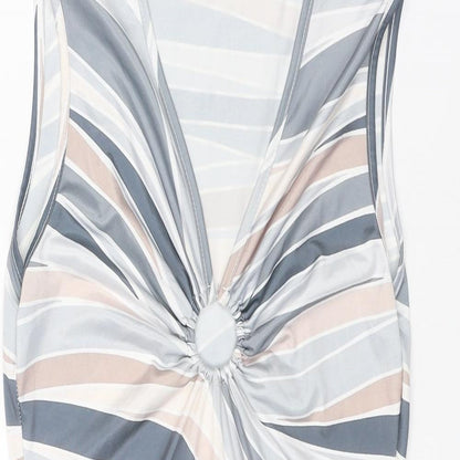 Boohoo Womens Multicoloured Geometric Polyester Mini Size 12 V-Neck Pullover - Ring Detail