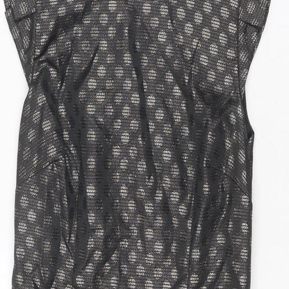 Coast Womens Black Geometric Polyester Shift Size 10 Round Neck Zip