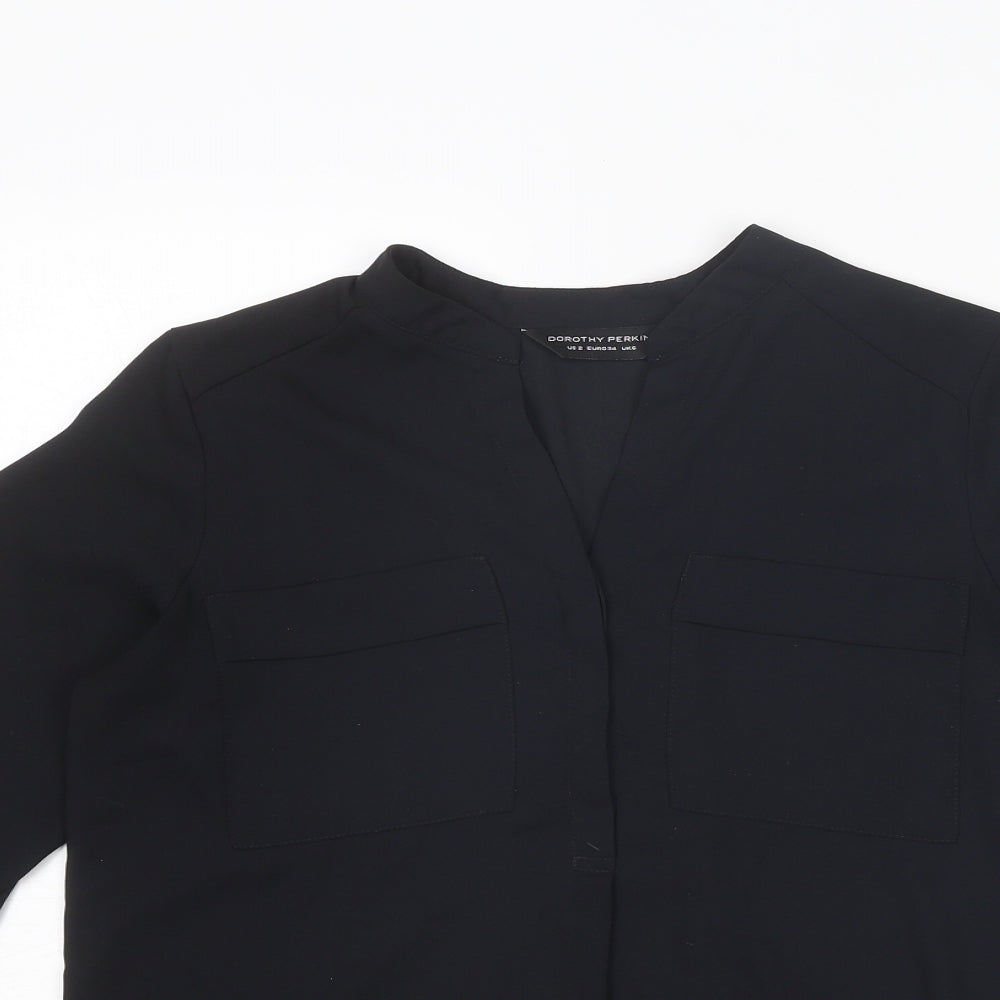 Womens UK Size 6 Dorothy Perkins Black Basic Button-Up