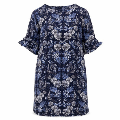 Monsoon Womens Blue Floral Viscose A-Line Size 8 Round Neck Pullover
