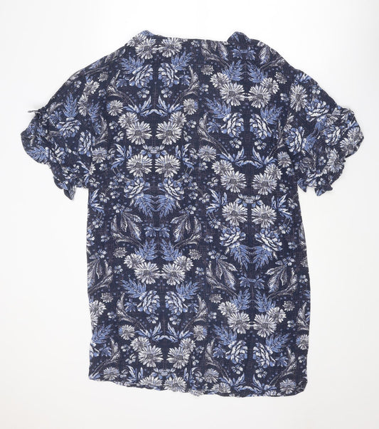 Monsoon Womens Blue Floral Viscose A-Line Size 8 Round Neck Pullover