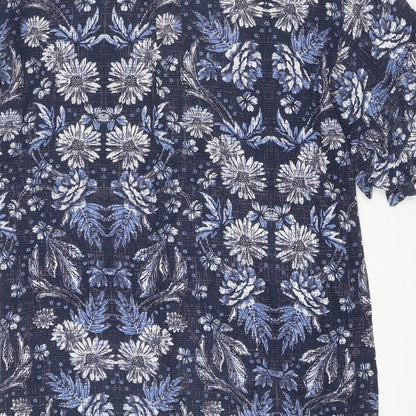 Monsoon Womens Blue Floral Viscose A-Line Size 8 Round Neck Pullover