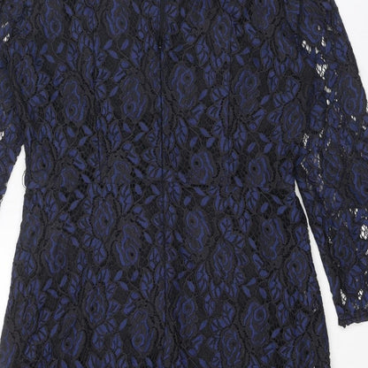Oasis Womens Blue Polyamide Mini Size 14 Round Neck Zip - Open Back