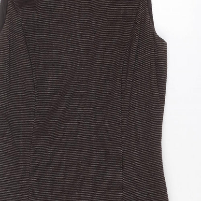 Betty Jackson Womens Brown Geometric Acrylic Shift Size 12 Round Neck Zip