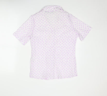 EWM Womens Purple Geometric Polyester Basic Button-Up Size 12 Collared - Butterfly Print