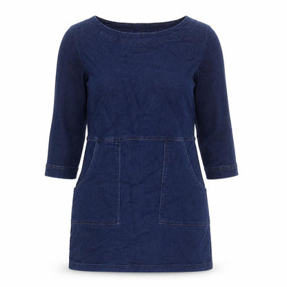 Papaya Womens Blue Cotton A-Line Size 8 Round Neck Pullover