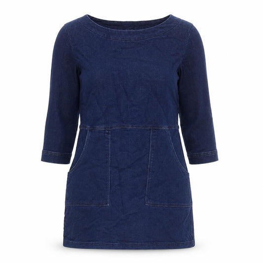 Front view of Papaya women’s blue cotton a-line, size UK 8, round neck pullover