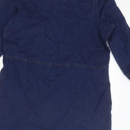 Papaya Womens Blue Cotton A-Line Size 8 Round Neck Pullover