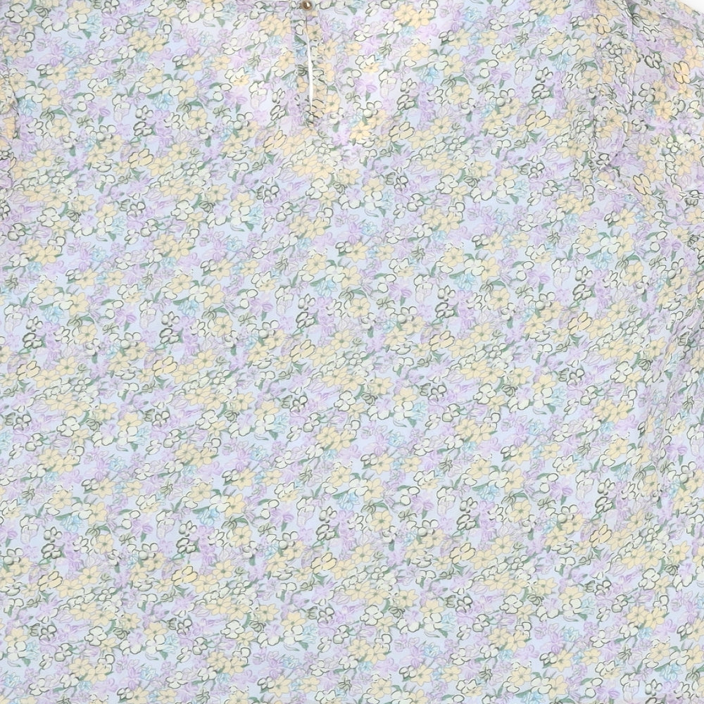 Moon Mood Womens Multicoloured Floral Polyester Basic Blouse Size XL V-Neck