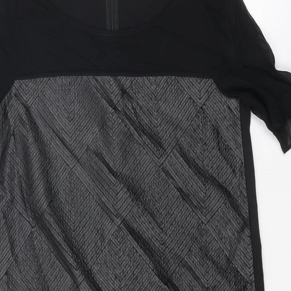 Penny Black Womens Black Viscose A-Line Size 8 Round Neck Zip