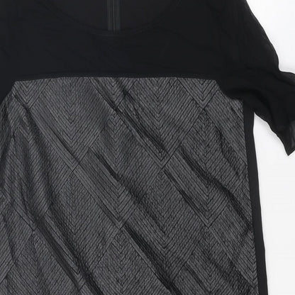 Penny Black Womens Black Viscose A-Line Size 8 Round Neck Zip