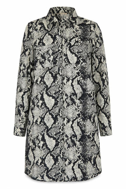 Cameo Rose Womens Ivory Animal Print Polyester Sheath Size 8 Collared Button - Snakeskin pattern