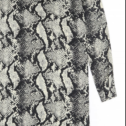 Cameo Rose Womens Ivory Animal Print Polyester Sheath Size 8 Collared Button - Snakeskin pattern
