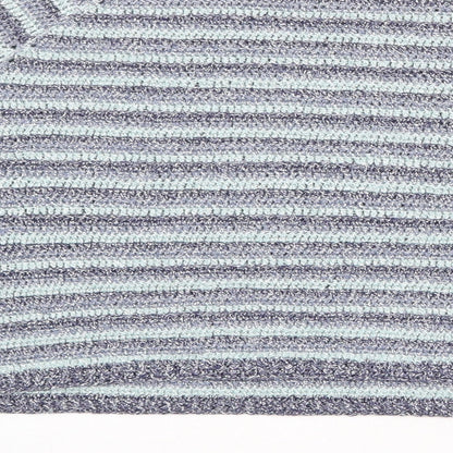 Mango Womens Blue Round Neck Striped Viscose Pullover Jumper Size S - Size S-M