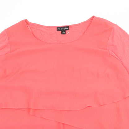 I.N. Studio Womens Purple Polyester Basic Blouse Size 2XL Round Neck