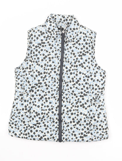 M&Co Womens White Polka Dot Gilet Jacket Size 8 Zip
