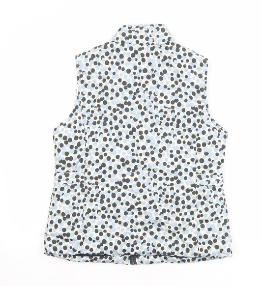 M&Co Womens White Polka Dot Gilet Jacket Size 8 Zip
