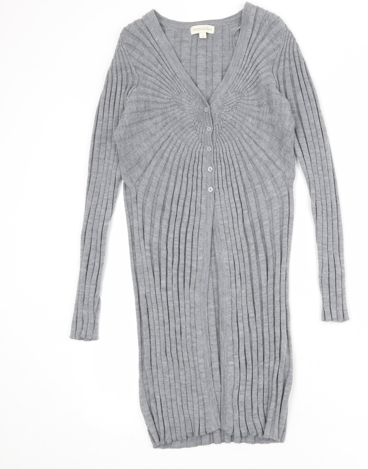 Womens UK Size S Monsoon Grey Cardigan Jumper
