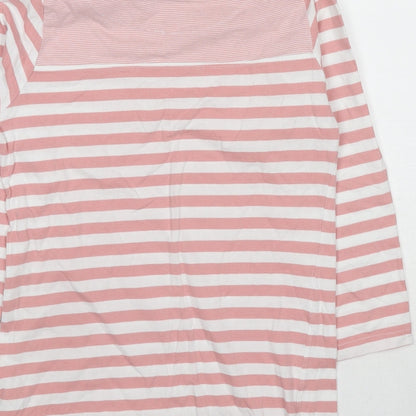 Cuba&Co Womens Pink Striped Cotton Basic T-Shirt Size 8 Boat Neck