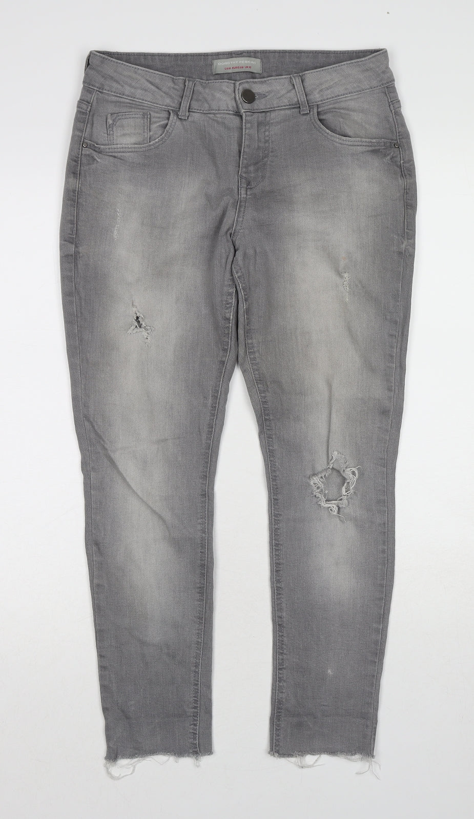 Dorothy Perkins Womens Grey Cotton Straight Jeans Size 10 Regular