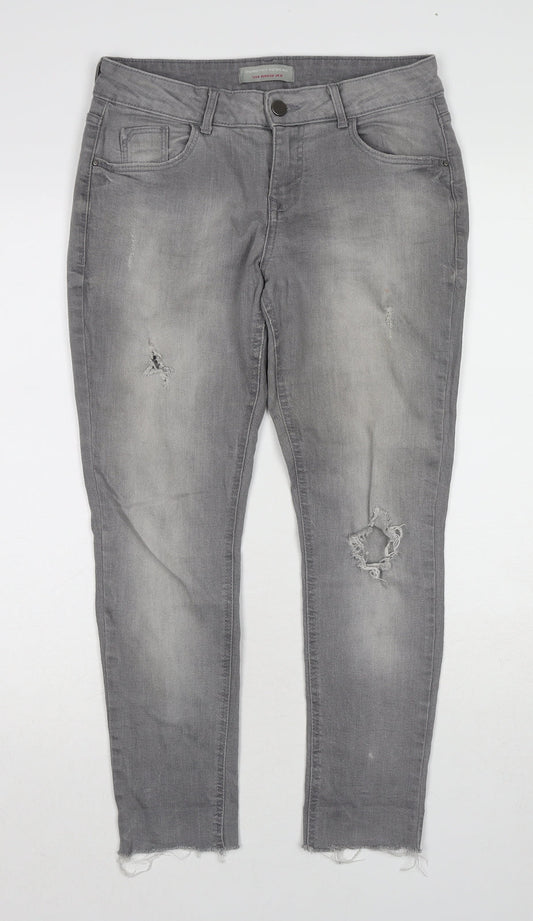Dorothy Perkins Womens Grey Cotton Straight Jeans Size 10 Regular