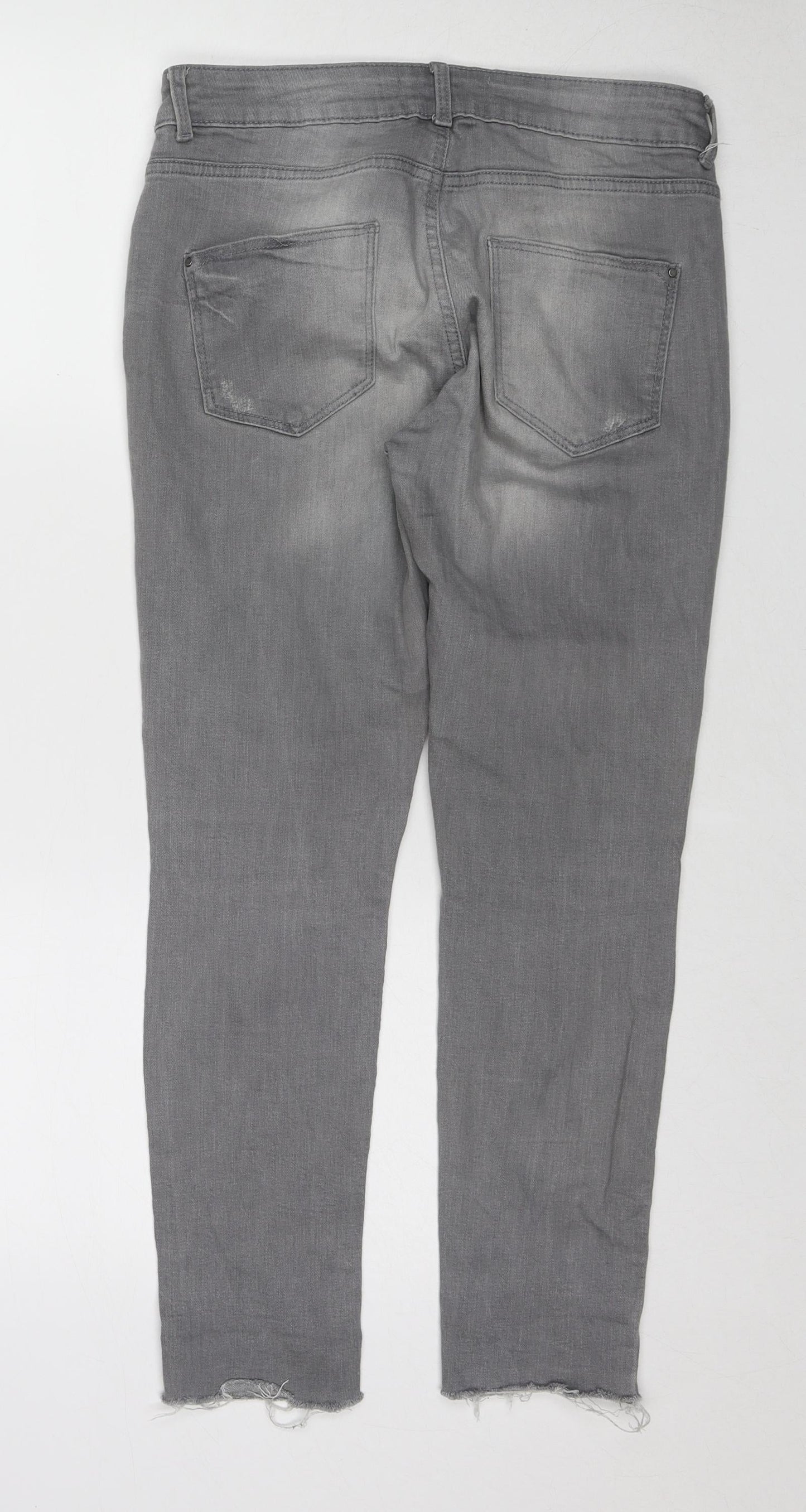 Dorothy Perkins Womens Grey Cotton Straight Jeans Size 10 Regular