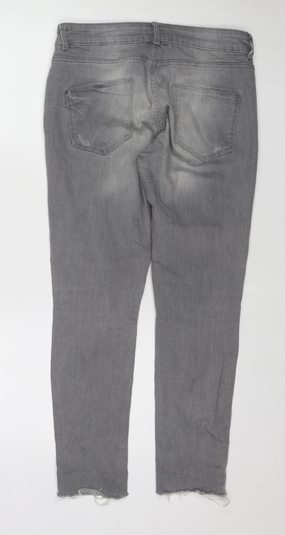 Dorothy Perkins Womens Grey Cotton Straight Jeans Size 10 Regular