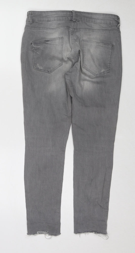 Dorothy Perkins Womens Grey Cotton Straight Jeans Size 10 Regular